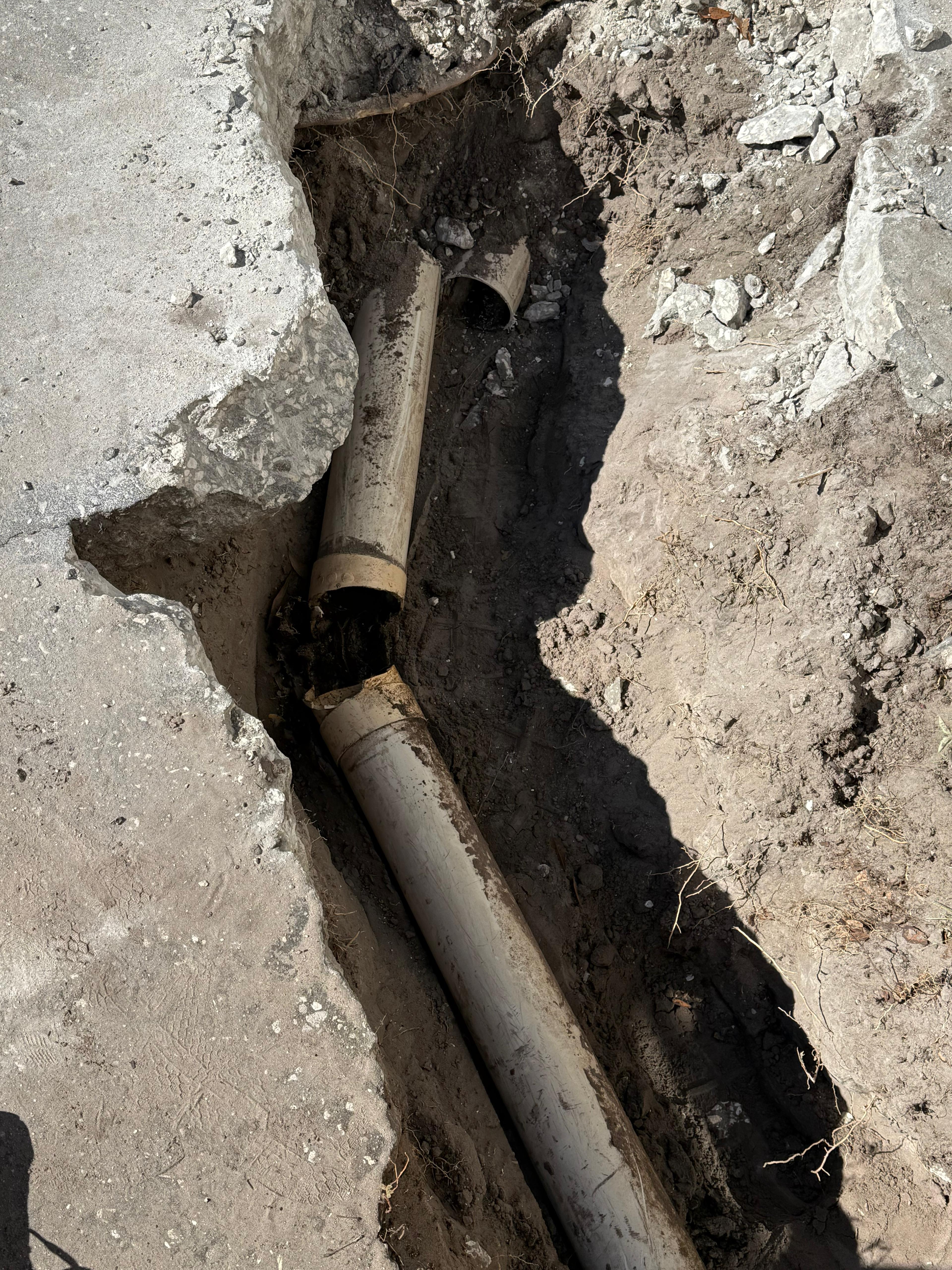 Damaged Sewer Line Before Repair